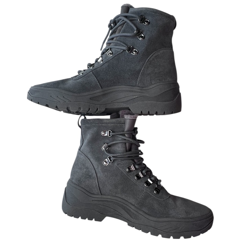 Steve Madden REIA Gray suede Fur Lined Winter Hiking Boots Women's 11‎